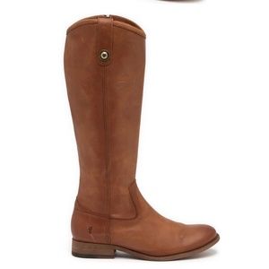 NWOT Frye Melissa Button Inside Zip Leather Boot - Cognac - Size 10